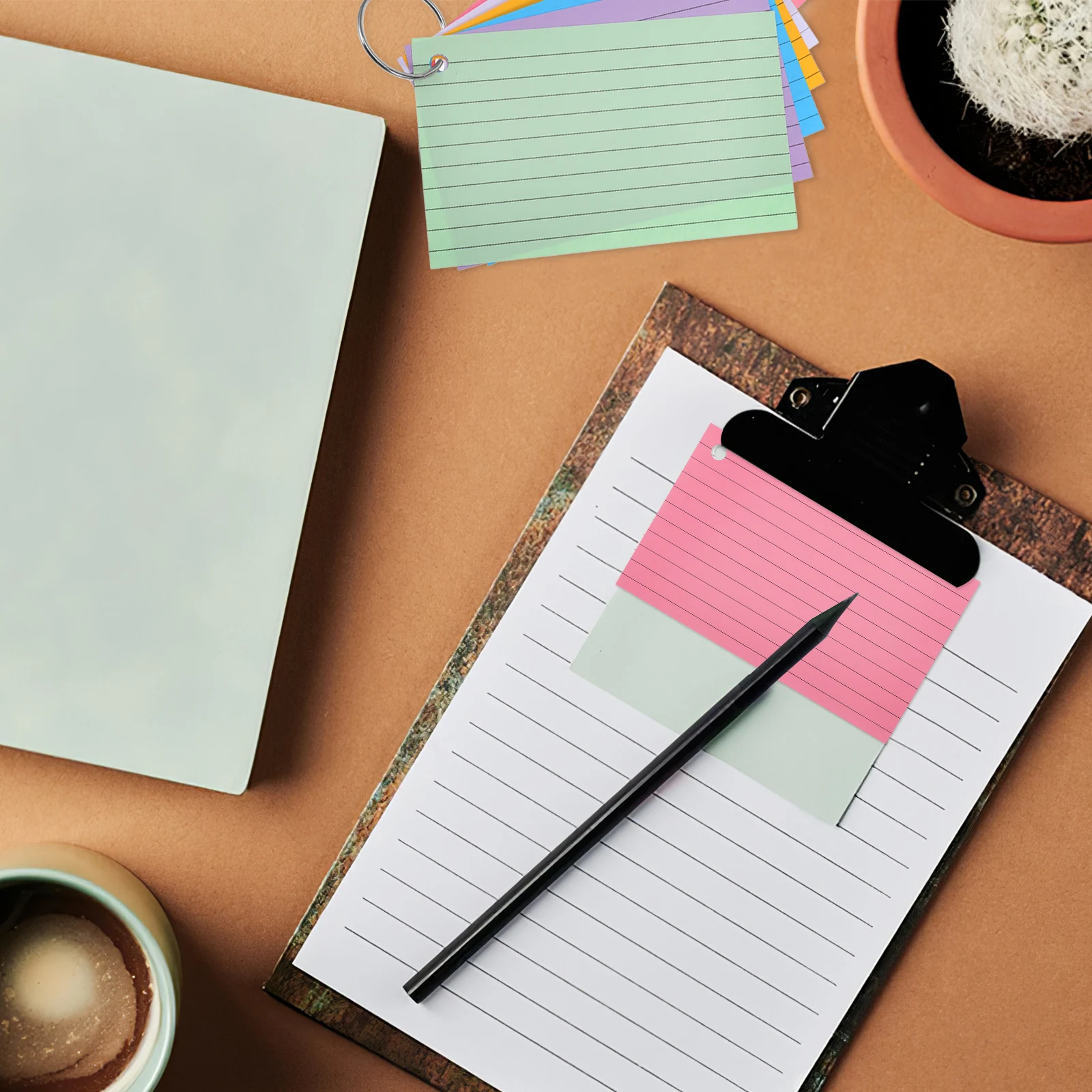 

6 Pcs Loose Book Note Pads 50 Pages Double Sided Lined Printing Sturdy Cover Flashcards College Supplies Small Index