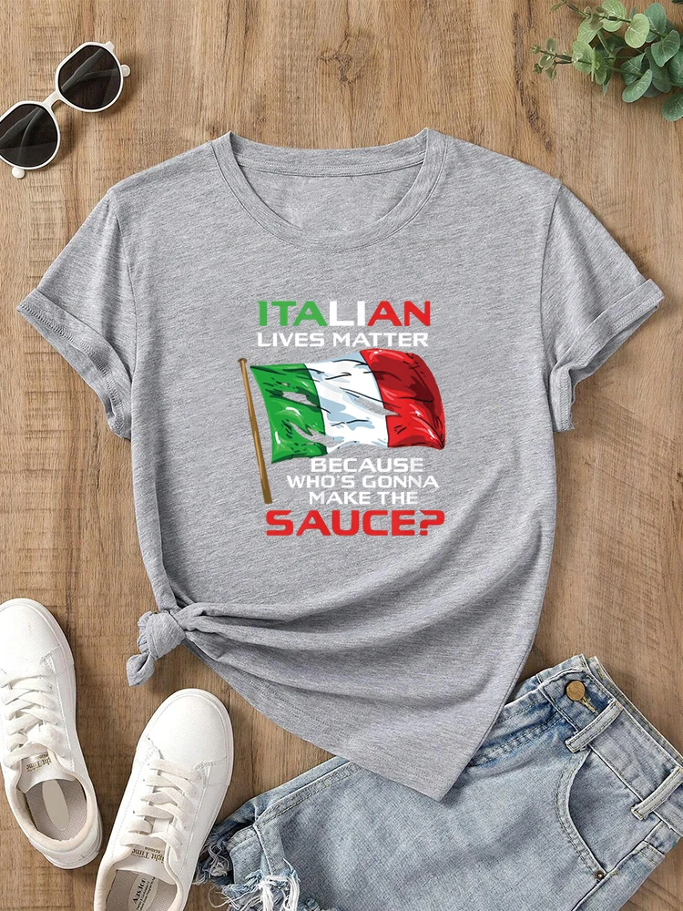 Italian Lives Matter Funny Italian Funny Italy T-Shirt Fun Cute Tops For Teen Graphic Tshirts Round Neck Summer Top Tshirts