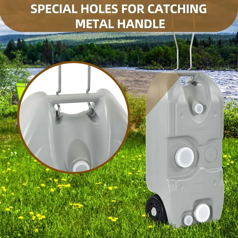 Tanque de água portátil de 10,6 galões (40L) com alça de porta de enchimento de rodas para campista