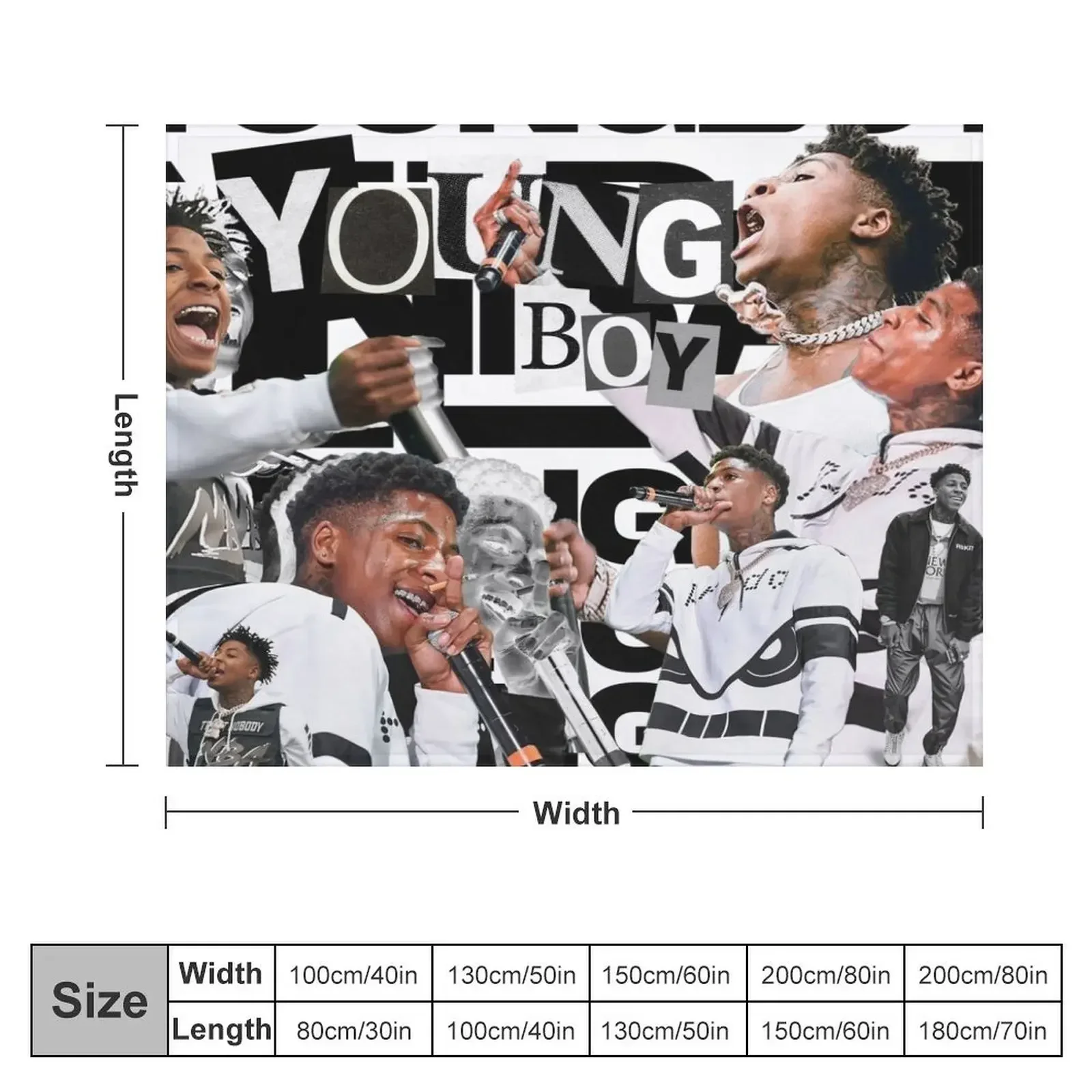 Youngboy | B&W Billionaire Collage Throw Blanket valentine gift ideas Designers Blankets