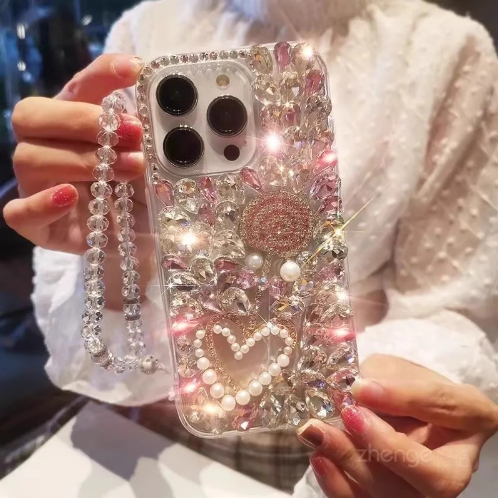 Custodia personalizzata con strass di diamanti da donna per Huawei Honor 10X 9X Llite per Honor 200 Pro 100 50 70 80 90 Lite bella copertura di perle