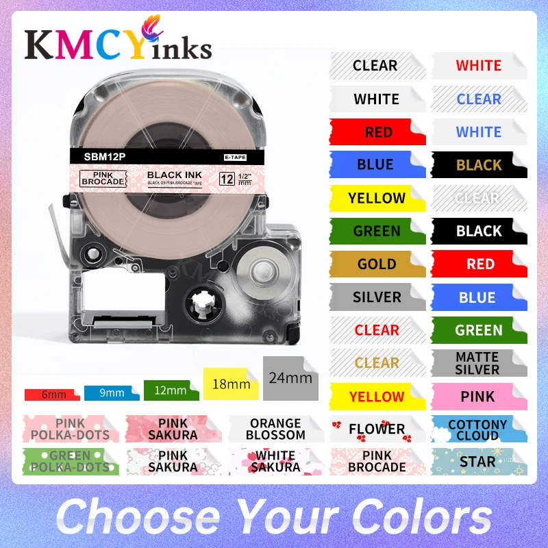 KMCYinks SS12KW SS9KW label tapes Compatible for EPSON LW-300 LW-400 LW-600P LW-700 label Printer Black on White label maker