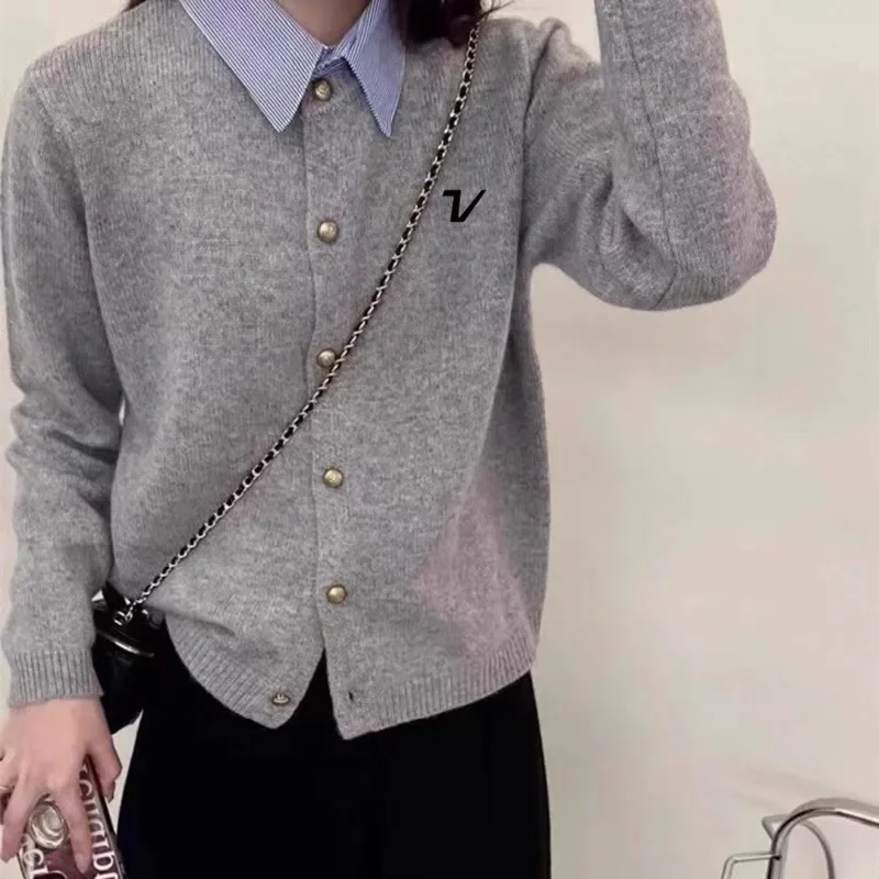 골프니트 Fashion Fake Two Items Knit Cardigan Women\'s Autumn Golf Wear 2024 Luxury Brand Golf Sweater New Versatile Women Polo Shirt