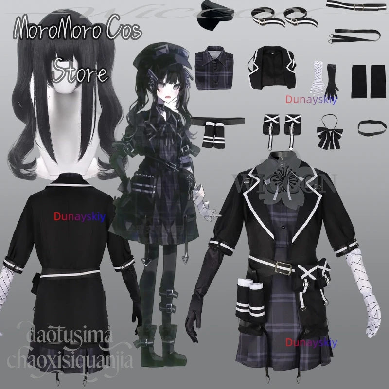 

Kurobe Nanoka Косплей Аниме Игра Mahou Shoujo No Majo Saiban 코스프레 Goth Lolita All Black Plaid Dress Halloween Christmas Party