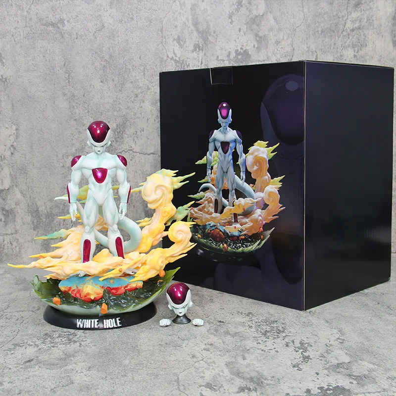 31cm Dragon Ball Frieza Fourth Form White Hole Anime Figure Model Statue Collection Desktop Decoration Ornament Light Toys Gifts