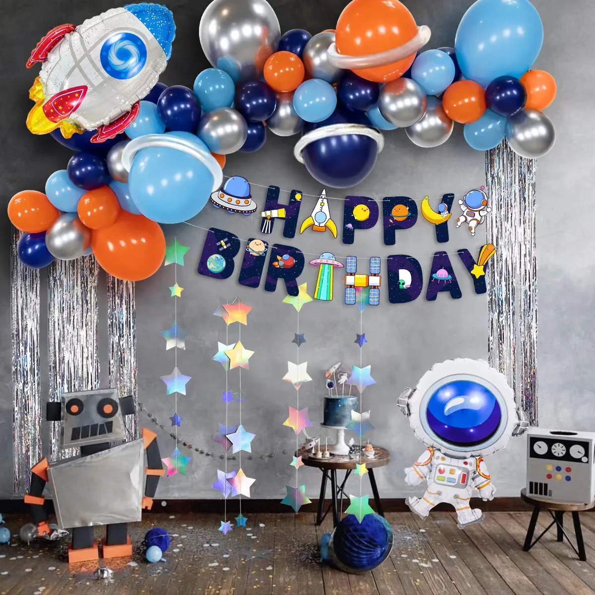 

Galaxy Theme Outer Space Birthday Party Decorations Set Astronaut Planet Rocket Foil Balloon Baby Shower Boy Kids Party Supplies