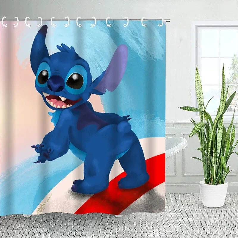 

Disney Stitch Bathroom Curtains Shower Curtain Set for Bathroom Cartoon Curtain