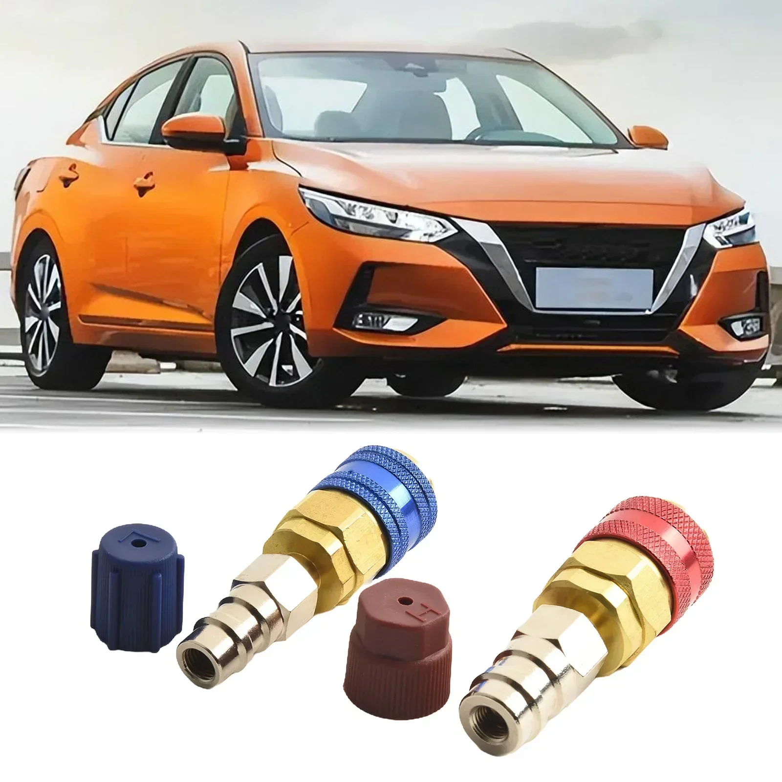 Upgrade Your Car's Air Conditioning System with 2X Car AC Air Condition LowHigh R134 Quick Coupler Extension Adapters