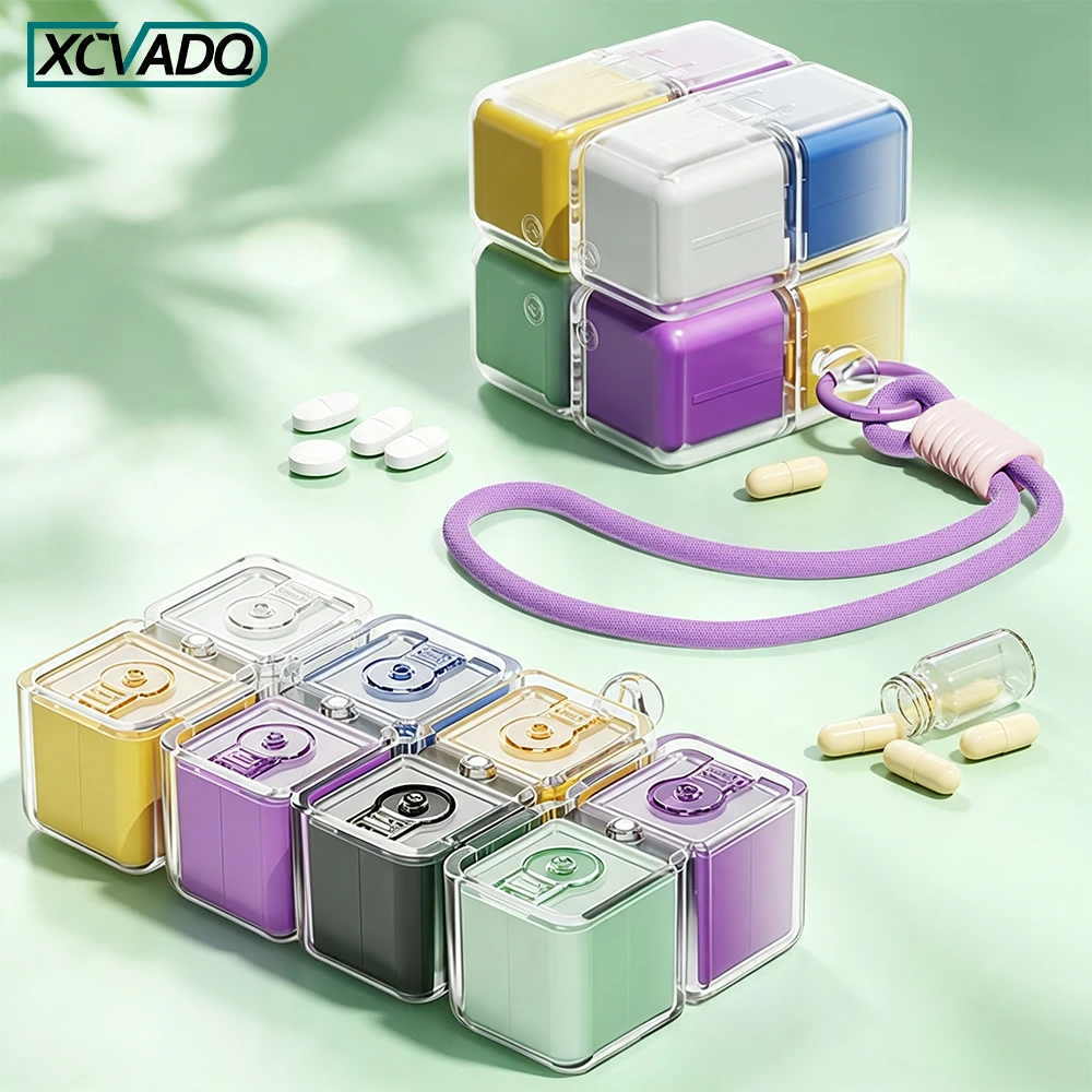 1/2Pcs Foldable Daily Pill Organizer with 8 Compartments, 7 Day Pill Case Waterproof Pill Box for Vitamins Medicine Pocket Purse