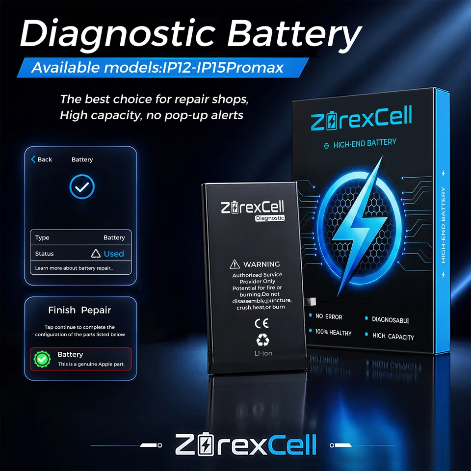 5 PIEZAS Batería de diagnóstico ZorexCell de alta capacidad compatible con iPhone 12, 12 Pro, 12 Pro Max, sin mensaje emergente 3