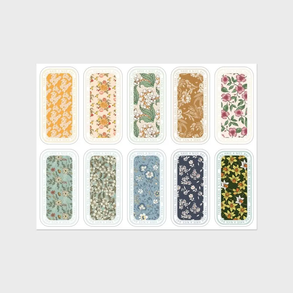 300Pcs Fashion Adhesive Sealed Stickers Floral Patterns Rectangular Packaging Stickers Decorative Stickers
