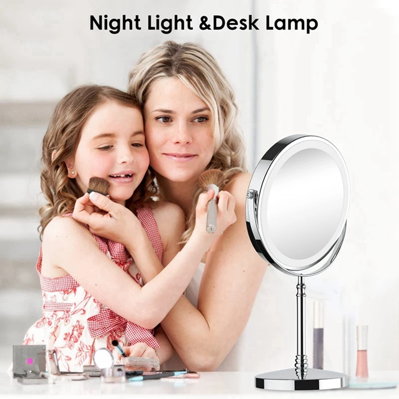 1 ชุด 10X LED กระจกขยายกระจกเครื่องสําอาง 2 ด้านความสว่าง 3 สี B