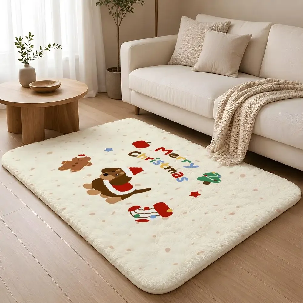 Anime Cute Dachshund puppy Floor Mat Machine Washable Soft Flannel Area Rug, Non-Slip Absorbent Floor Mat for Living Room