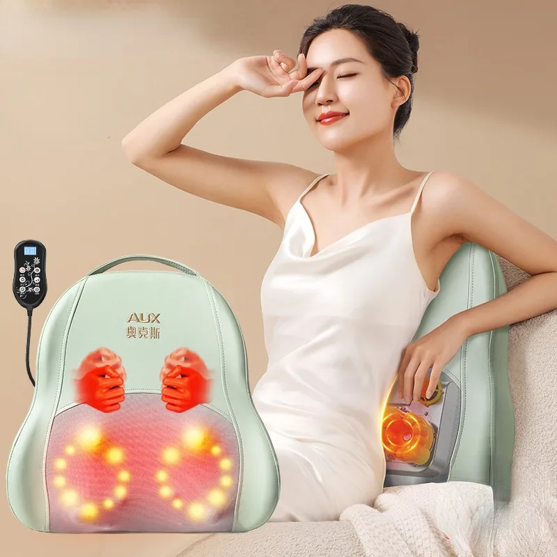 Lumbar Spine Massage Mat, Automatic Kneading Hammering Neck and Back Massager, Multi-functional Shoulder Waist Massage Cushion