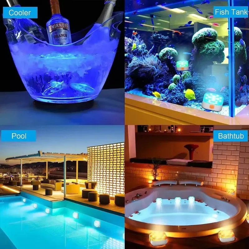 Imagem -06 - Luzes de Piscina Submersíveis Subaquáticas Recarregáveis com Controle Remoto Ip68 Impermeável Mudança de Cor Luzes Flutuantes Led para Banheira de Hidromassagem