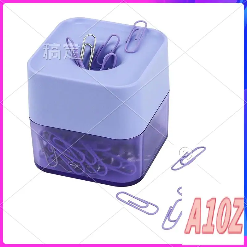 

0Z-New Two-Color Paper Clips In Elegant Magnetic Frosted Square Clip Holder, 28Mm, 130 Clips Per Box Durable (Purple)