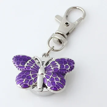 ミニ金属クリップ腕時計ファッションクリスタル蝶クォーツ時計キーリングチェーン腕時計 GL36K とギフトバッグ