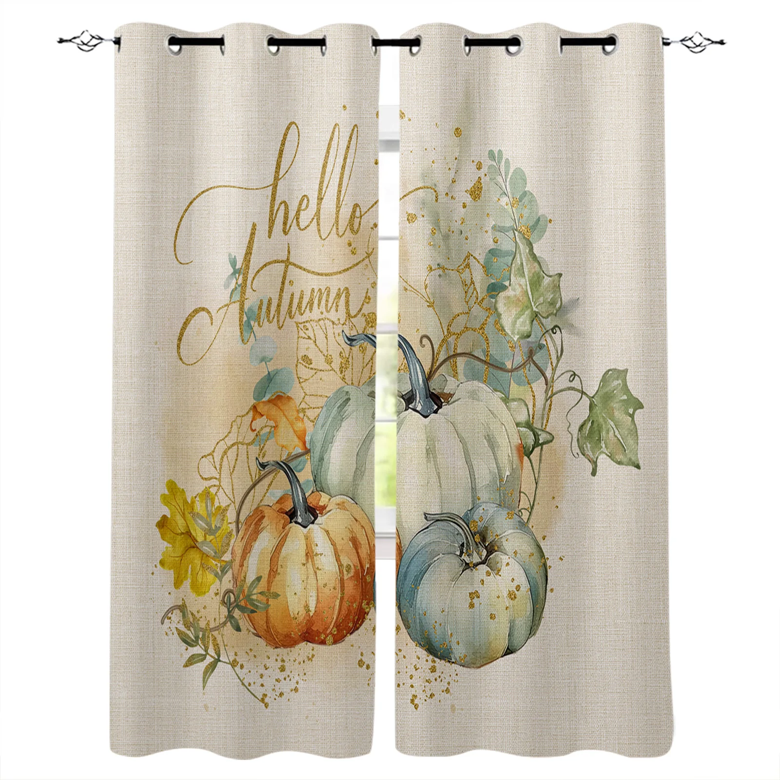 Thanksgiving Pumpkin Turkey Living Room Bedroom Elegant Curtains For Kitchen The Room Window Treatments Drapes