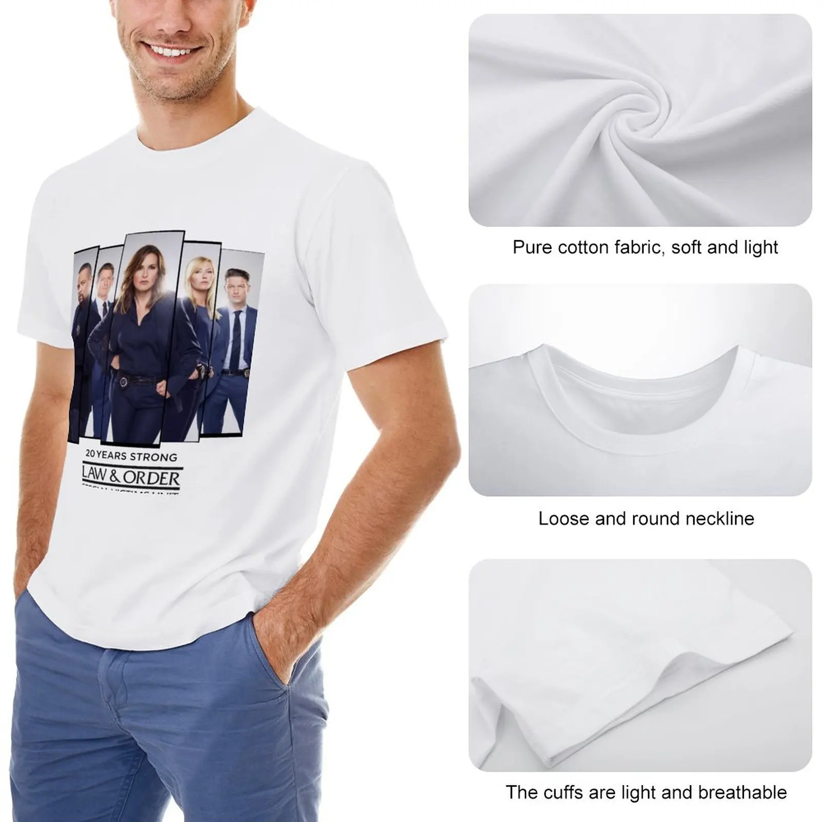 T-shirt poids lourd pour hommes, vêtements pour hommes, loi et ordre, SVU, 20 ans de bain, médicaments