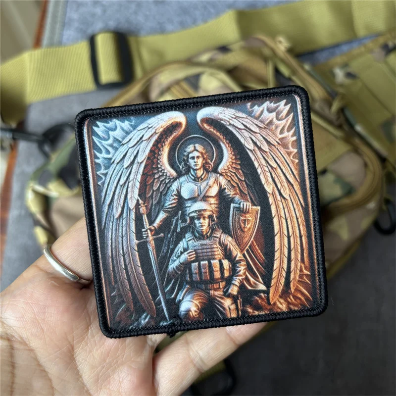 Taktischer Aufnäher mit der Aufschrift „Erzengel Michael schützt die Soldaten“, militärisches Moralabzeichen, Klettverschluss-Aufnäher, Kleidung, Rucksack, bedrucktes Armband