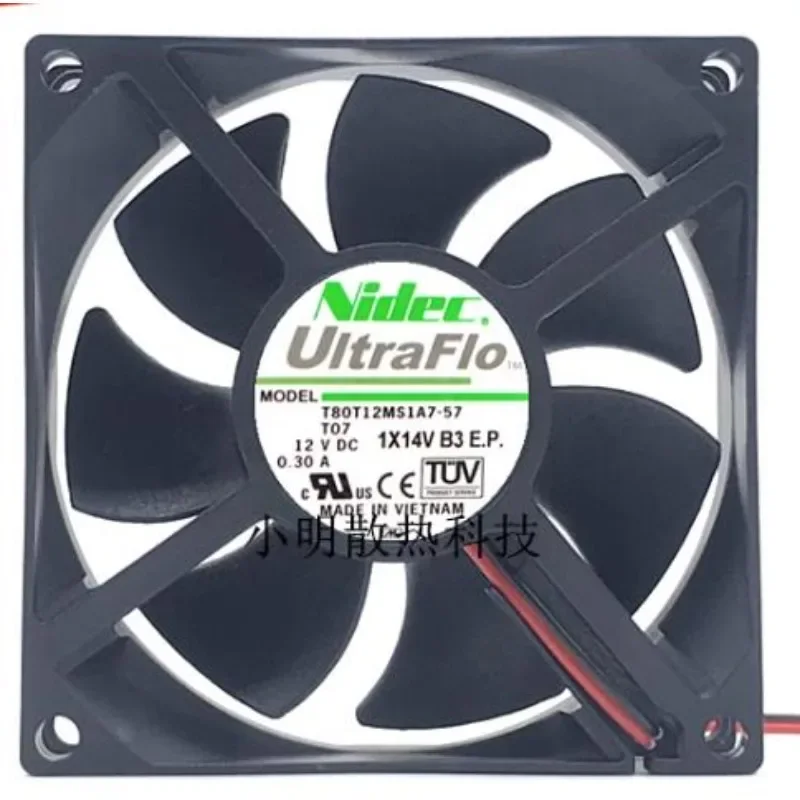 New Cooler Fan for NIDEC T80T12MS1A7-57 T07 12V 0.30A 4-wire temperature control 8025 8CM 80x80x25mm