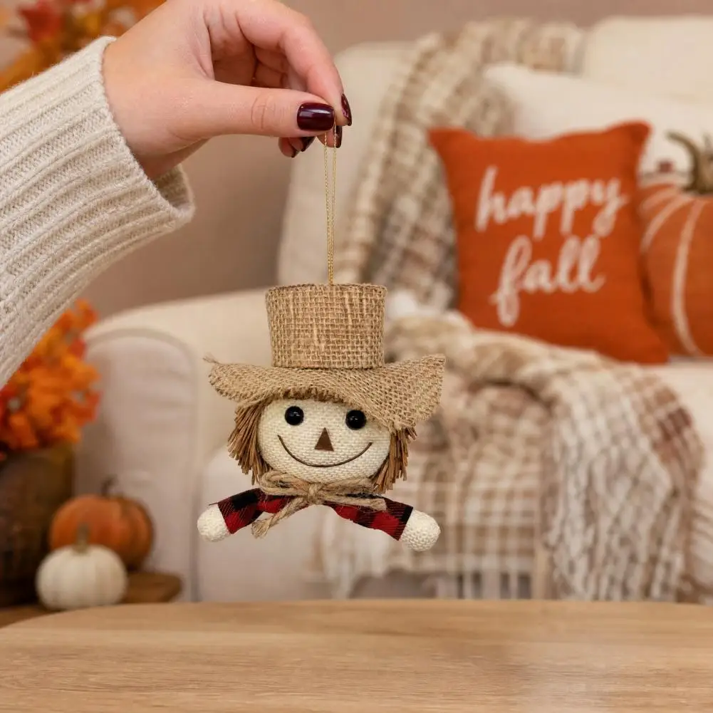 Scarecrow Doll Ornament Thanksgiving Scarecrow Hanging Ornament Fall Harvest Doll Charm Cute Small Scarecrow Decoration for Tree