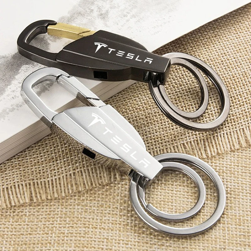 سلسلة مفاتيح لشعار السيارة من سبائك الزنك ، حلقة مفاتيح لطراز تسلا 3 ، موديل S ، موديل X ، موديل Y ، سيبرانتراك ، رودستر ، سبيس ، 1 #2