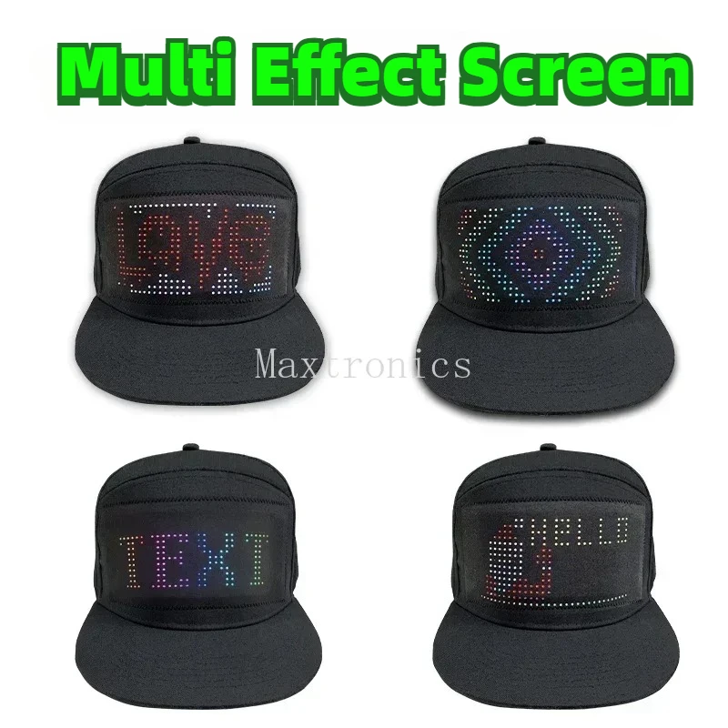 Berretto da baseball LED unisex Bluetooth 5V ricaricabile APP programmabile Hip Hop Led Cap LED a scorrimento Display fai da te Cappello snapback