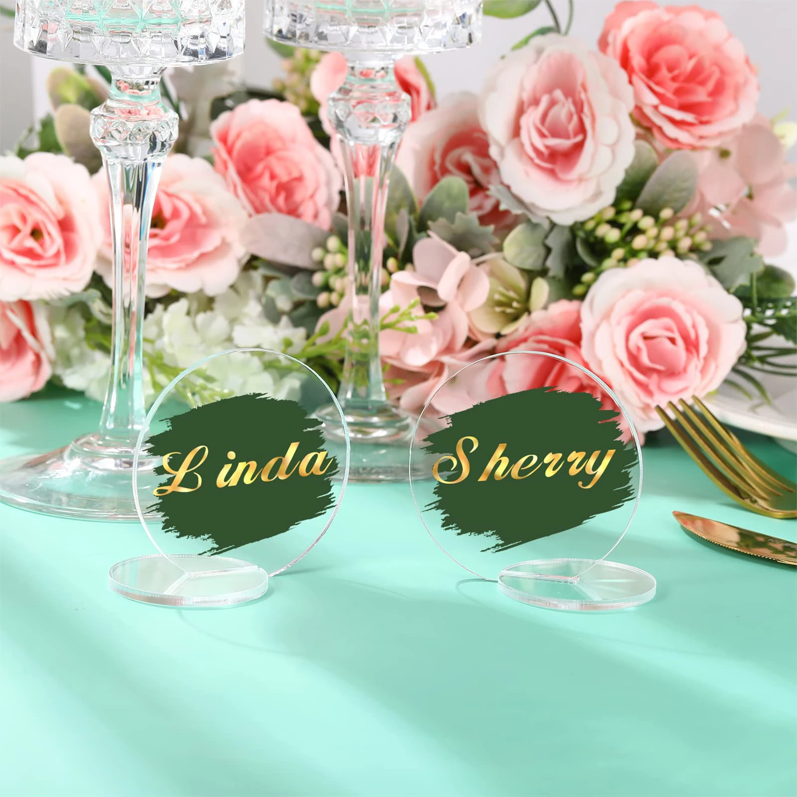 10 ชิ้นอะคริลิคใสเปล่า Diy รอบตารางป้าย Place Card งานแต่งงานชื่อการ์ดจัดเลี้ยงงานแต่งงาน Place Card