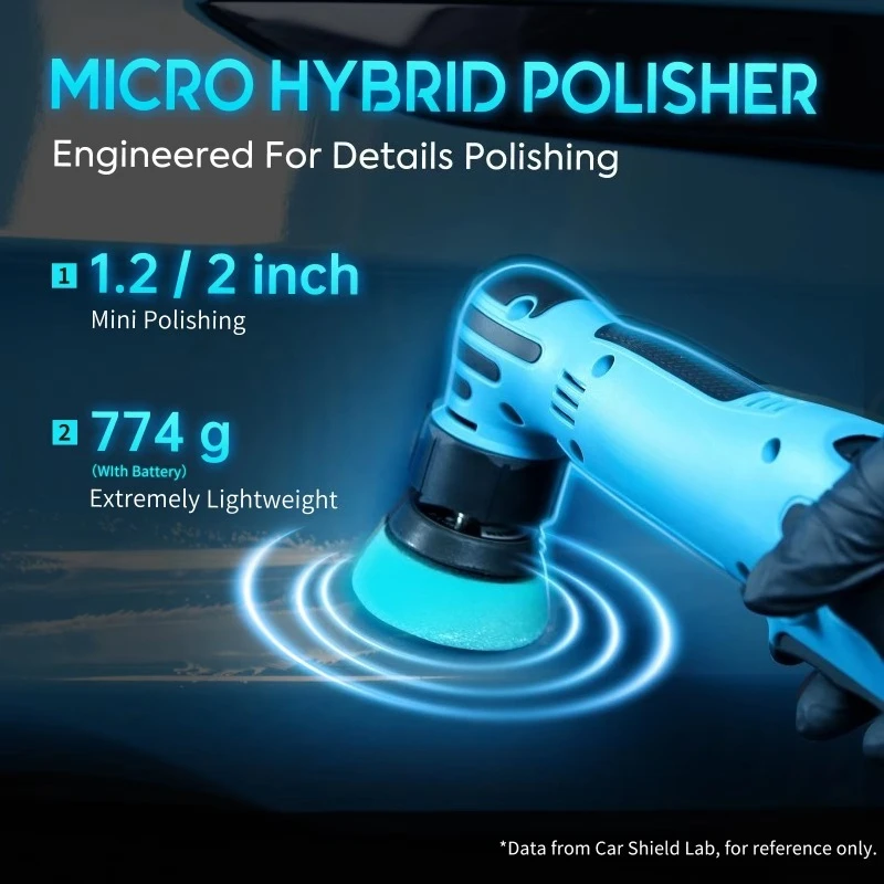 Car Shielded 1.2/2 Mini Por  12V DC Cordless DA Polisher 3mm 12mm Cushioning Track Rotary Car Polisher