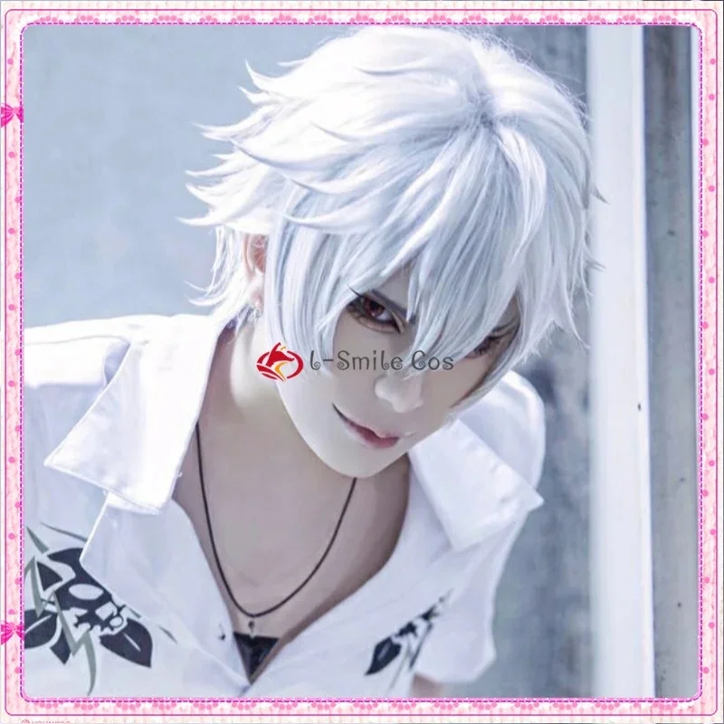 x;3,f6'b7\g,Aohitsugi Samatoki Wig DRB HypnosisMic Cosplay Anime Short White Hair Heat Resistant Wigs + Wig5;h7'b8\f,4/ view 5