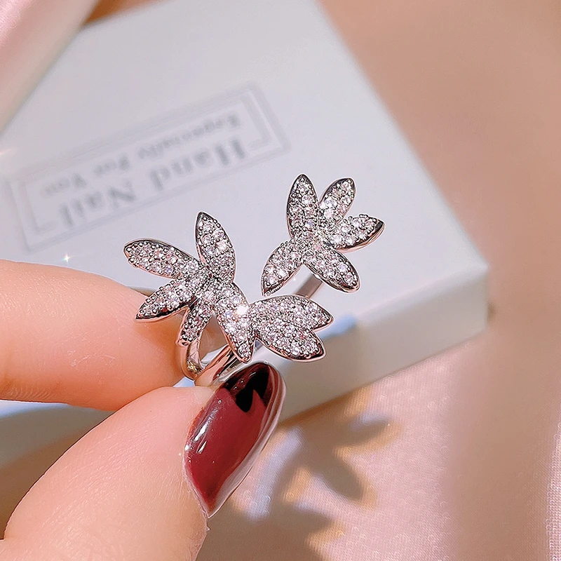 Women's 925 Silver Geometric Zircon Ring, Irregular Design