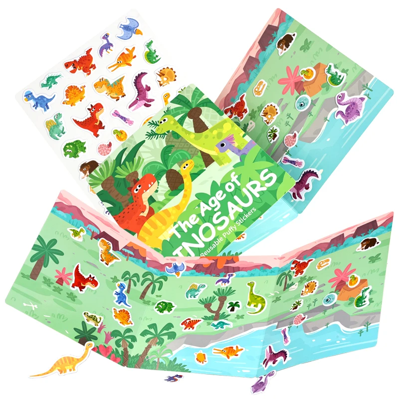 Interactive Learning Busy Book for Kids with Animals Vehicles Dinosaurs Stickers Matching Number & Letter Games Activity Book