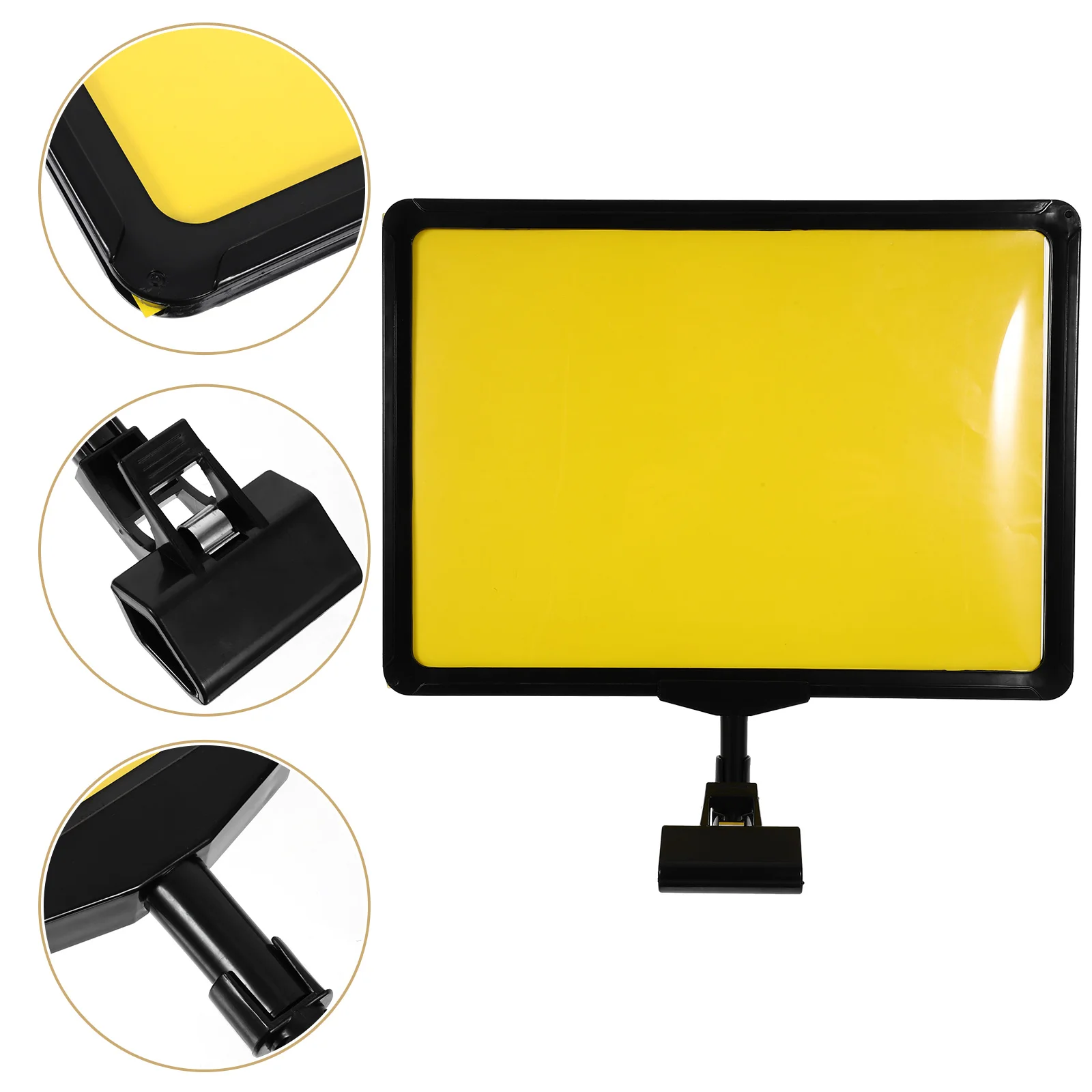 

A4 Price Tags Black Frame Yellow Paper Lightweight for Supermarket POP Advertising Label Holder Stand Display Rack