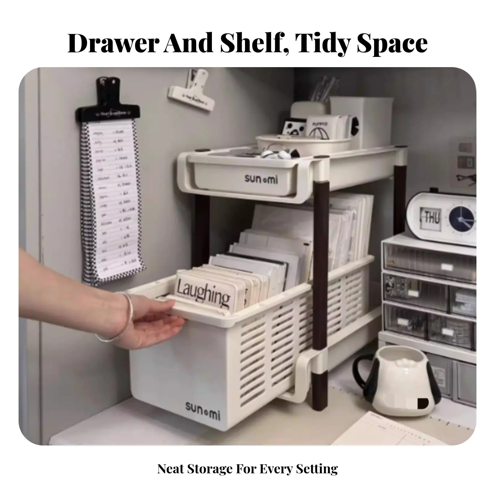 

Настольная передвижная полка на колесиках, 2-уровневый органайзер на колесиках, экономия места, многофункциональное использование для студентов, домовладельцев, кухни