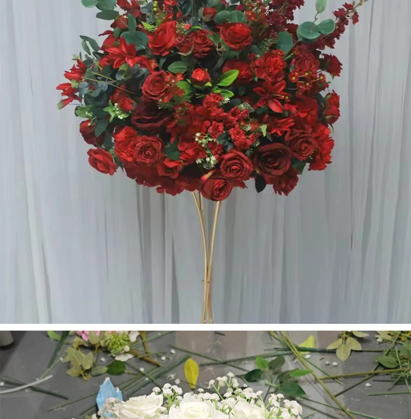 Künstlicher Rosen-Hortensien-Blumenball 60/50/40/30cm Tischdekoration Mittelpunkt für Veranstaltungen Hochzeit Gangdekoration Blumenarrangement Requisiten – Detail 8