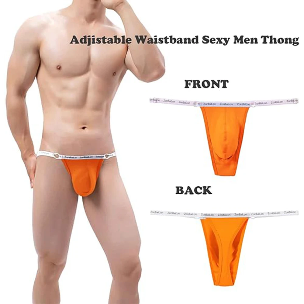 Jinshi Men's Comfortable Thongs G-Strings Jockstrap Sexy Underwear Adjustable Size Men T-Back