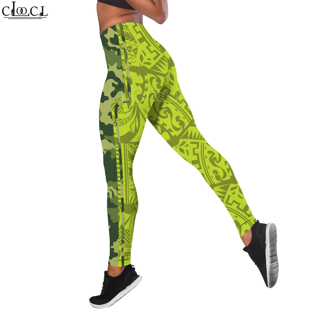 CLOOCL Women Legging Summer Polynesia Style Camo Printed Casual Trousers Female Pants for Outdoor Workout Up Jogging Pants