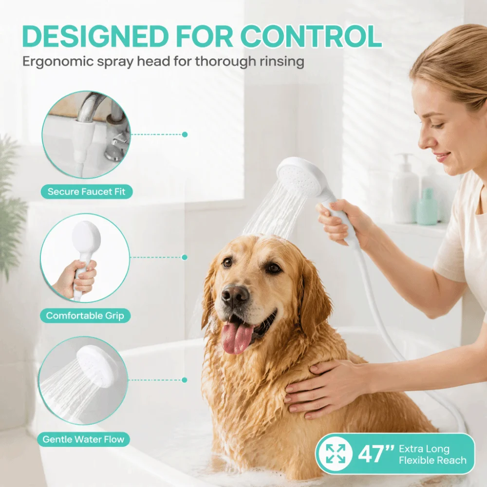 Durable Double Tap Push on Shower Head Set Flexible Portable Handheld Showerhead Bath Shower Head Pet Cleaning