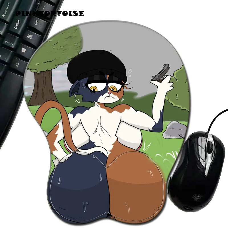 PINKTORTOISE Anime 3D kira yuiotty Mouse Pad  with Silicone Wrist Rest Mousepad Chest Mouse Hand PC Office Comic Mouse mat