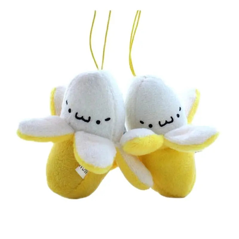Wholesale 100pcs/Lot Little Yellow Banana Plush Stuffed Toy Small String Doll Fruit Keychains For Women Girl Gifts