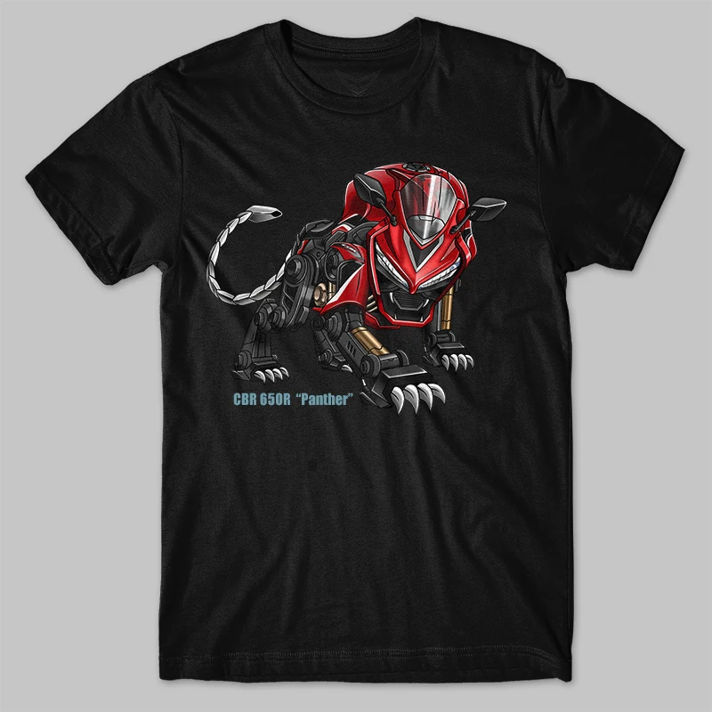 

Classic Japanese Motorcycle CBR 650R Panther Transfiguration Inspired T-Shirt 100% Cotton O-Neck Short Sleeve Casual Mens Tshirt