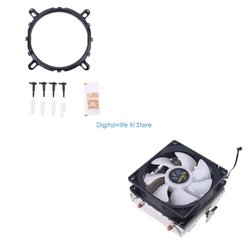 E06D Silent CPU Cooler LGA/2011/115X/775 3 Pin Cooling Radiator 2 Copper Tubes 5 Colors LED Cooling Fan