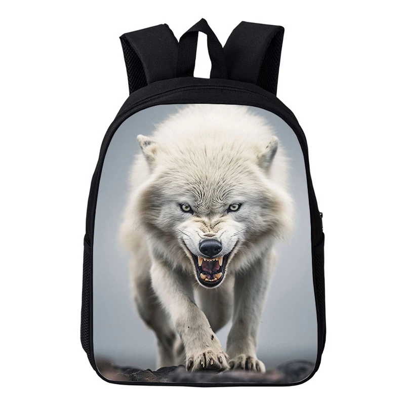 

Angry Wolf School Backpack Howling Wolf 3D Print Kindergarten Bags Kids Bookbag Waterproof School Bags for Boys Girls Mochila