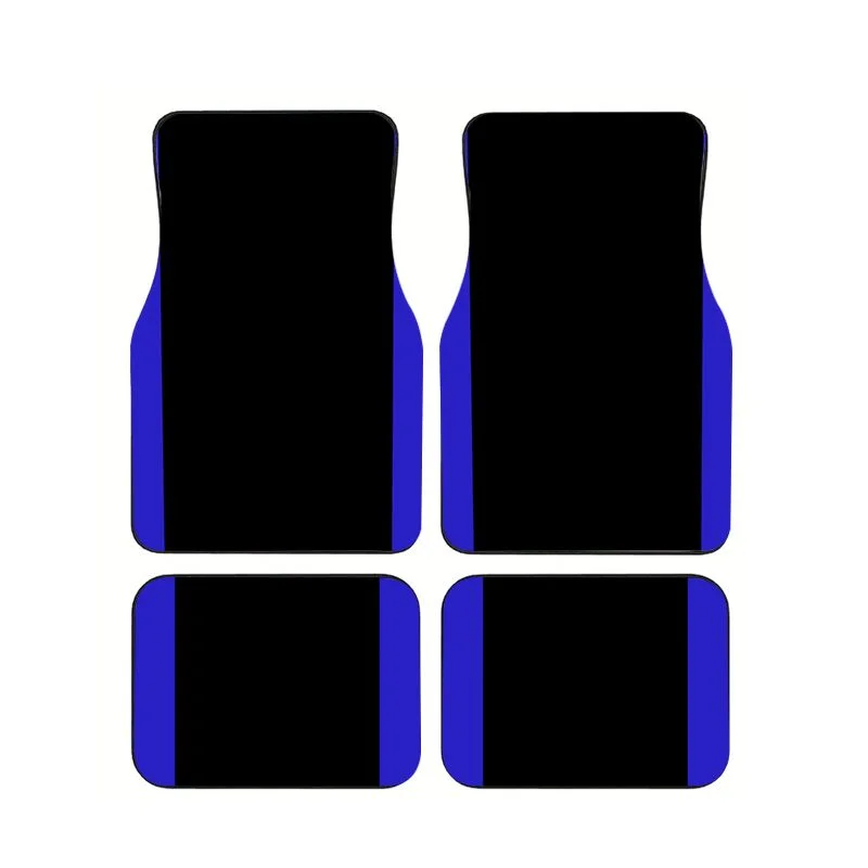 

Black Bright Blue Side Trim Car Floor Mats 4Pcs Universal Waterproof Auto Foot Pads Interior Accessories For Sedan SUV Truck