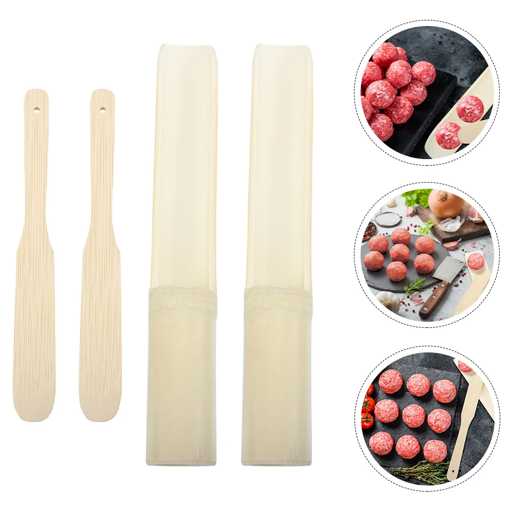 

2 Sets Spoons Shrimp Slider Bamboo Paste Maker Meatball Machine Mold Makers DIY Molds