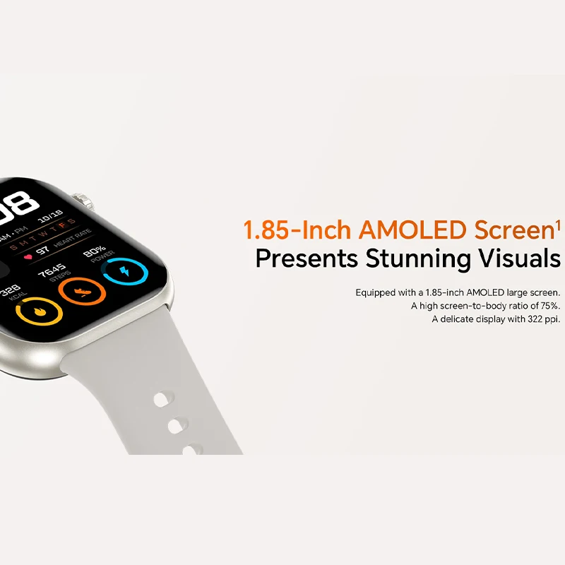 النسخة العالمية HONOR Choice Watch 2i 1.85 بوصة شاشة AMOLED مراقبة الصحة طوال اليوم عمر البطارية 14 يومًا