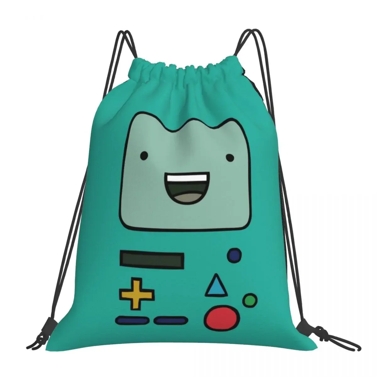 Adventure Time Anime BMO Backpacks Portable Drawstring Bags Drawstring Bundle Pocket Sports Bag BookBag For Travel Students