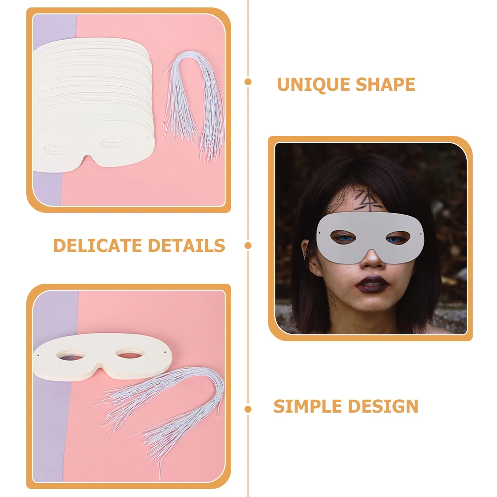 

40 Pcs Hand Painted Mask Blank Eye Masks to Decorate Diy Cosplay Carnival Paper Face Craft Child