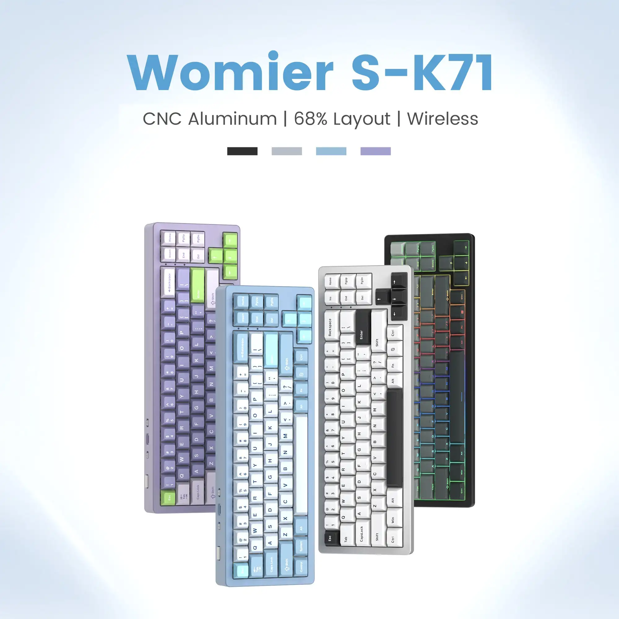 

SK71 Wireless Gaming Keyboard Tri-Mode RGB Gasket Keyboard Bluetooth/2.4Ghz/Wired Full Aluminum Mechanical Keyboard with Mac Win